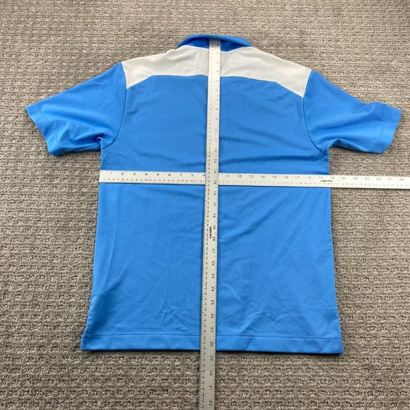 Nike Golf Shirt Men Small S Blue White Embroidered Back Collar Swoosh Fit Dry - Picture 7 of 9